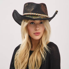 Load image into Gallery viewer, Distressed Fabric Band Rustic Cowgirl Fedora Hat