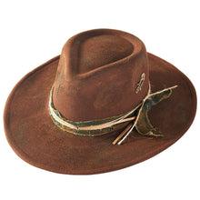 Load image into Gallery viewer, Distressed Fabric Band Cowgirl Fedora Hat