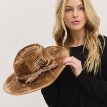 Load image into Gallery viewer, Rustic Cowgirl Feather and Band Fedora Hat