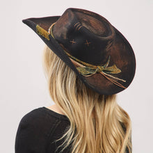Load image into Gallery viewer, Distressed Fabric Band Rustic Cowgirl Fedora Hat