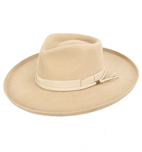 Load image into Gallery viewer, Tailored West Tan Tied Up Wide Brim Hat 
