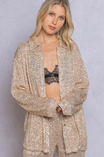 Load image into Gallery viewer, Tailored West Long Sleeve Sequin Button Front Top - Gold Beige
