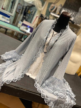 Load image into Gallery viewer, Designed and handmade in America by Tailored West™ West Cardigan Hand-Dyed Vintage Lace - Grey
