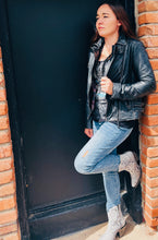 Load image into Gallery viewer, Leather Motorcycle Jacket - Black