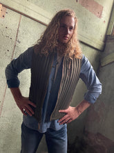 Load image into Gallery viewer, Men's Ribbed Vest with Suede Trim - Olive