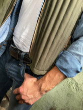 Load image into Gallery viewer, Men's Ribbed Vest with Suede Trim - Olive