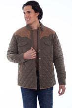 Load image into Gallery viewer, Men's Quilted Jacket with Suede Trim - Olive