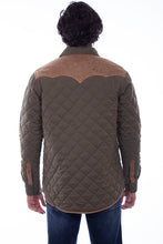 Load image into Gallery viewer, Men's Quilted Jacket with Suede Trim - Olive