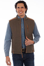 Load image into Gallery viewer, Men&#39;s Ribbed Vest with Suede Trim - Olive
