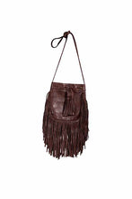 Load image into Gallery viewer, Scully Leather Crossbody Fringe Bag - Chocolate