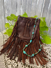 Load image into Gallery viewer, Leather Crossbody Fringe Bag - Chocolate