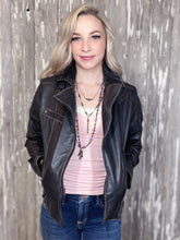 Load image into Gallery viewer, Leather Motorcycle Jacket - Black