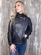 Load image into Gallery viewer, Leather Motorcycle Jacket - Black