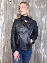 Load image into Gallery viewer, Leather Motorcycle Jacket - Black