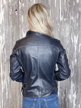Load image into Gallery viewer, Leather Motorcycle Jacket - Black