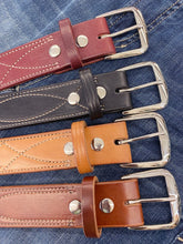 Load image into Gallery viewer, Men&#39;s Handmade Western Belt - Cowboy Stitch Black
