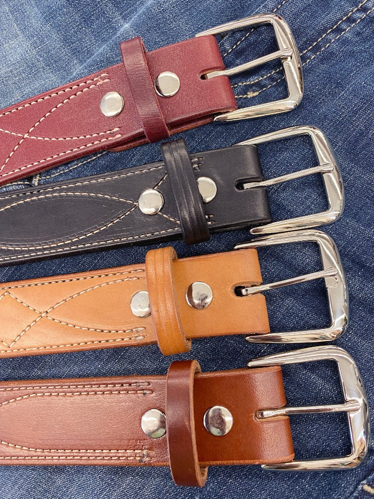 Men's Handmade Western Belt - Cowboy Stitch Medium Brown – Tailored West  Fashion Boutique