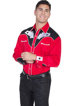 Load image into Gallery viewer, Four Ace Men&#39;s Western Shirt - Red &amp; Black
