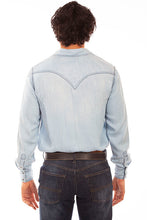 Load image into Gallery viewer, Tailored West Light Blue Western Tencel Yoke Shirt
