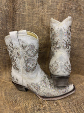Load image into Gallery viewer, Corral White Glitter Inlay &amp; Crystals Ankle Boots A3550
