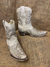 Load image into Gallery viewer, Corral White Glitter Inlay &amp; Crystals Ankle Boots A3550

