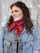 Load image into Gallery viewer, Red Jacquard Silk Wild Rag Scarf 34-inch
