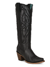 Load image into Gallery viewer, Corral Z5075 Black Tall Top Boots with Matching Stitch Pattern and Inlay Tailored West Canon City Colorado Springs