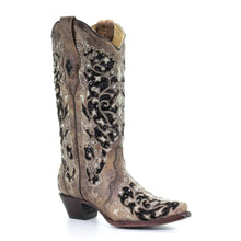Load image into Gallery viewer, Corral Tan & Black Embroidered Sequin Inlay Boots A3569