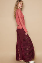 Load image into Gallery viewer, Wide Leg Pants with Lace and Satin Details - Burgundy
