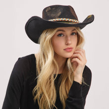 Load image into Gallery viewer, Distressed Fabric Band Rustic Cowgirl Fedora Hat
