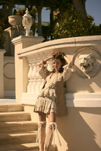 Load image into Gallery viewer, Floral and Lace Ruffle Mini Skirt: Oatmeal-Yellow
