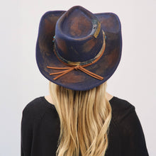 Load image into Gallery viewer, Distressed Fabric Band Cowgirl Fedora Hat
