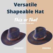 Load image into Gallery viewer, Distressed Fabric Band Cowgirl Fedora Hat
