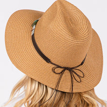 Load image into Gallery viewer, Taupe Straw Sun Hat with Turquoise Beads Band
