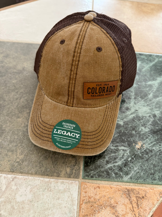 Trucker Hat with Colorado Patch - Camel and Brown