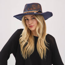 Load image into Gallery viewer, Distressed Fabric Multi Band Cowgirl Fedora Hat
