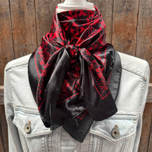 Load image into Gallery viewer, Black and Red Floral Paisley Wild Rag - Western Scarf
