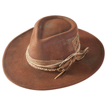 Load image into Gallery viewer, Distressed Fabric Band Rustic Cowgirl Fedora Hat
