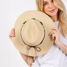 Load image into Gallery viewer, Taupe Straw Sun Hat with Turquoise Beads Band
