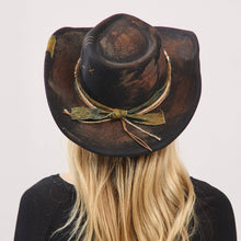 Load image into Gallery viewer, Distressed Fabric Band Rustic Cowgirl Fedora Hat

