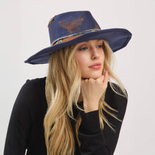 Load image into Gallery viewer, Distressed Fabric Band Cowgirl Fedora Hat
