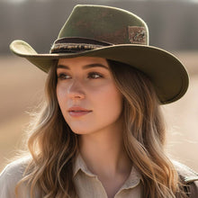 Load image into Gallery viewer, Bow Beaded Band Rustic Vintage Distressed Western Cowgirl Fedora Hat
