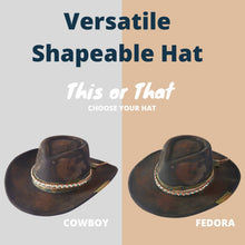 Load image into Gallery viewer, Distressed Fabric Band Rustic Cowgirl Fedora Hat
