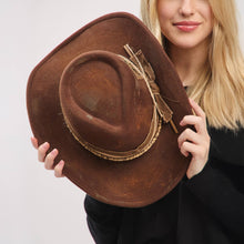 Load image into Gallery viewer, Distressed Fabric Band Rustic Cowgirl Fedora Hat
