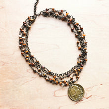 Load image into Gallery viewer, Natural Agate Collar-Length Necklace with Coin 257x
