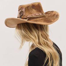 Load image into Gallery viewer, Rustic Cowgirl Feather and Band Fedora Hat

