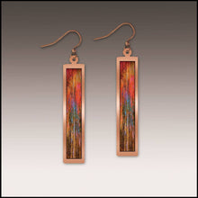 Load image into Gallery viewer, Orange Nature Abstract Copper Showcase Rectangle Earrings
