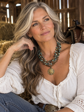 Load image into Gallery viewer, African Turquoise Collar-Length Necklace Indian Buffalo Coin 250t
