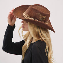 Load image into Gallery viewer, Distressed Fabric Band Rustic Cowgirl Fedora Hat
