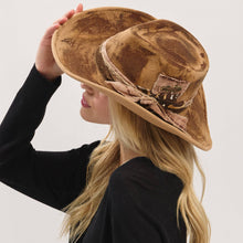 Load image into Gallery viewer, Rustic Cowgirl Feather and Band Fedora Hat
